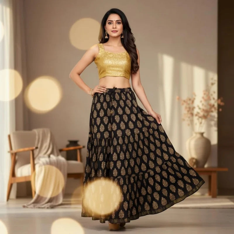 Flowy Long Skirt for Women A Line Casual Beach Party Holiday Maxi Skirts (S113-P)