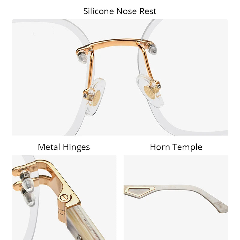 HEPIDEM Buffalo Horn Glasses Men 2025 New Luxury Brand Design Rimless Frameless Big Oversize Square Buffs Eyeglasses Frame Women