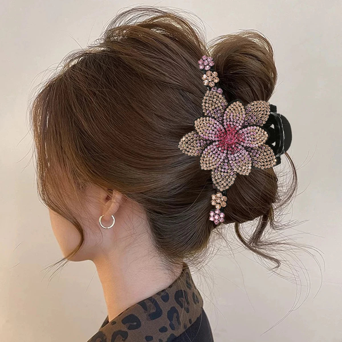 AWAYTR New Flower Hair Claws Clips Hairpins For Girls Women Fashion Rhinestone Hairgrip Barrettes