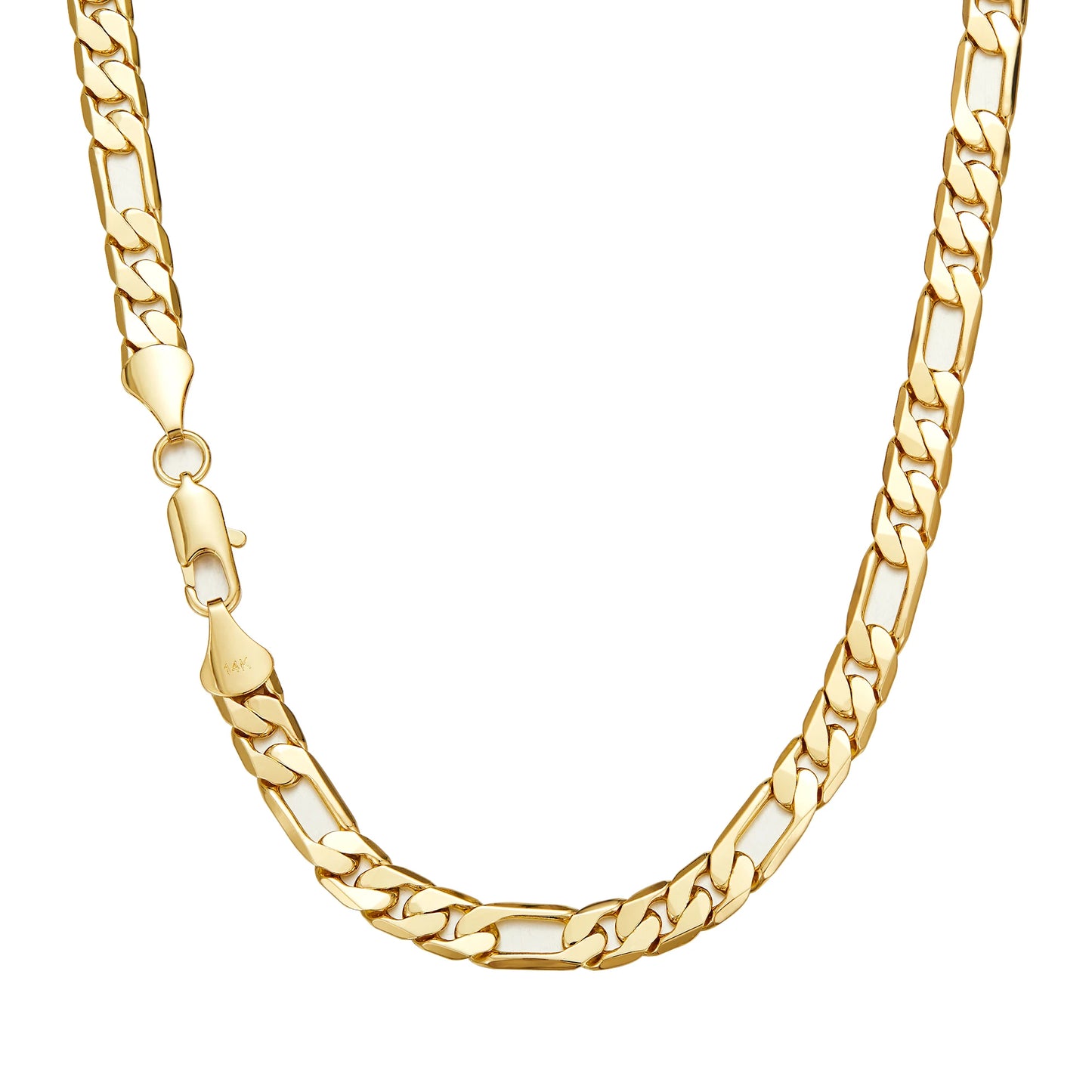 2.5-10mm Figaro Stainless Steel 14K Gold Plated Link Chain Necklace Fashion Women Men's Hip Hop Rock Jewelry