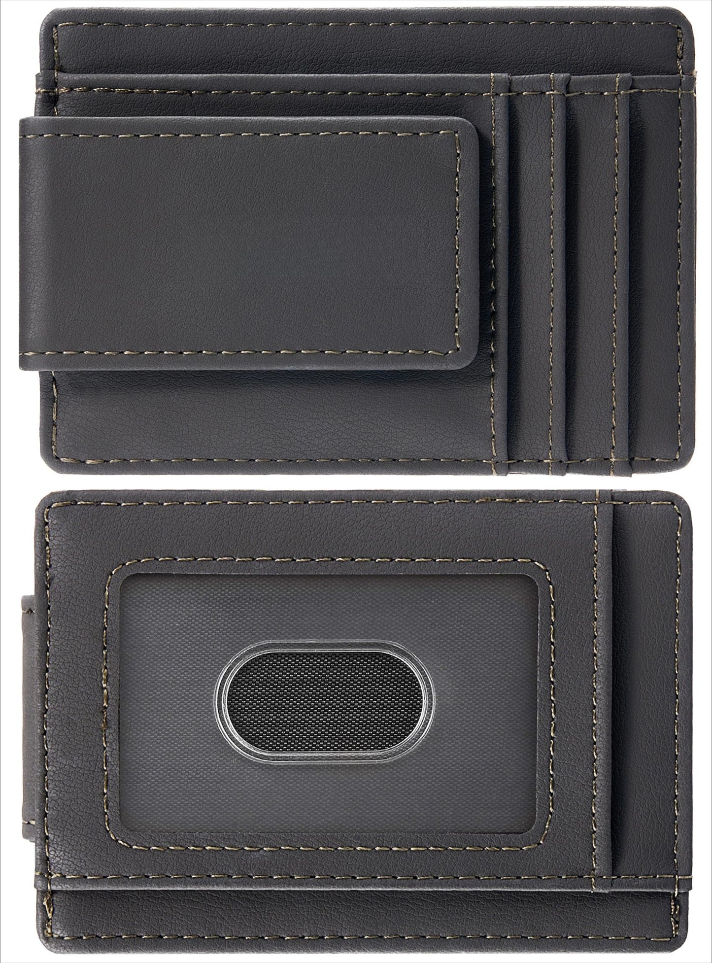 Slim Wallet for Men RFID Blocking Money Clip, Minimalist Front Pocket Credit Card Holder, Magnetic Thin Wallet with ID Window