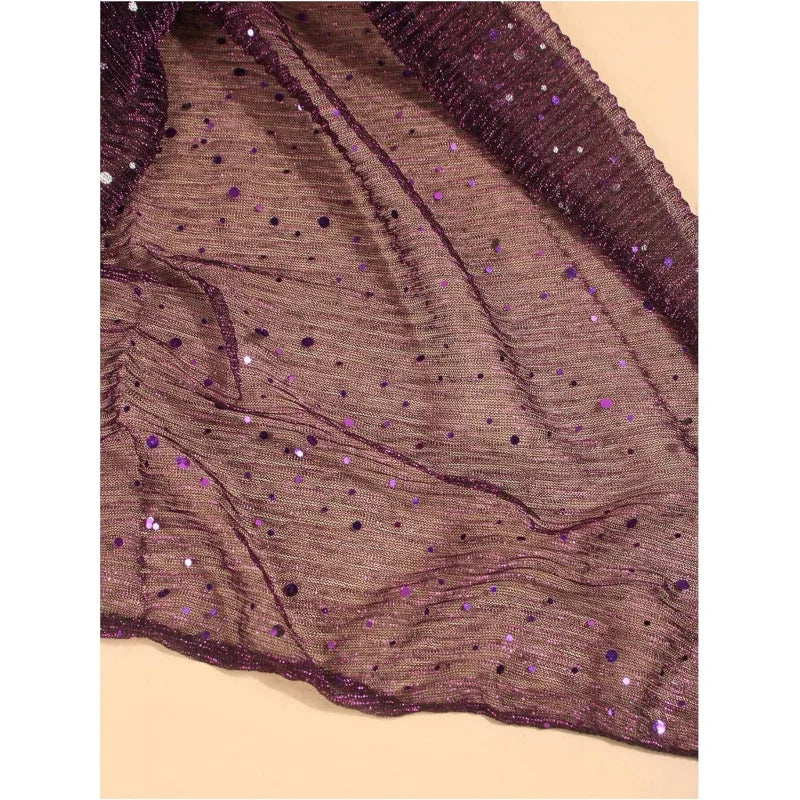 Women's Sequin Bandana Square Scarf Silk Scarves Mesh Shawl and Wrap for Evening Dresses