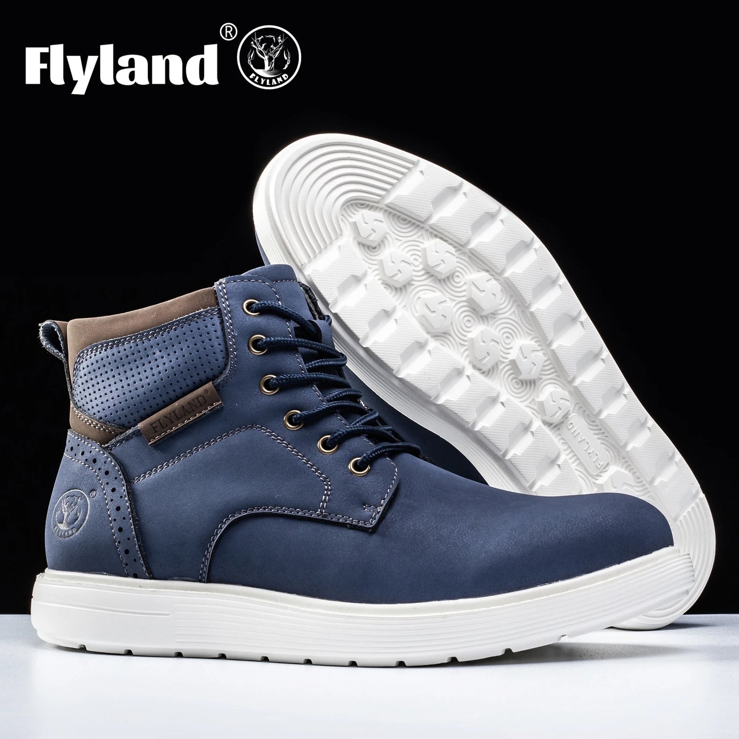 FLYLAND Men's Fashion Vintage Classical Genuine Leather Handmade Chukka Boots Daily Casual Work Office Shoes
