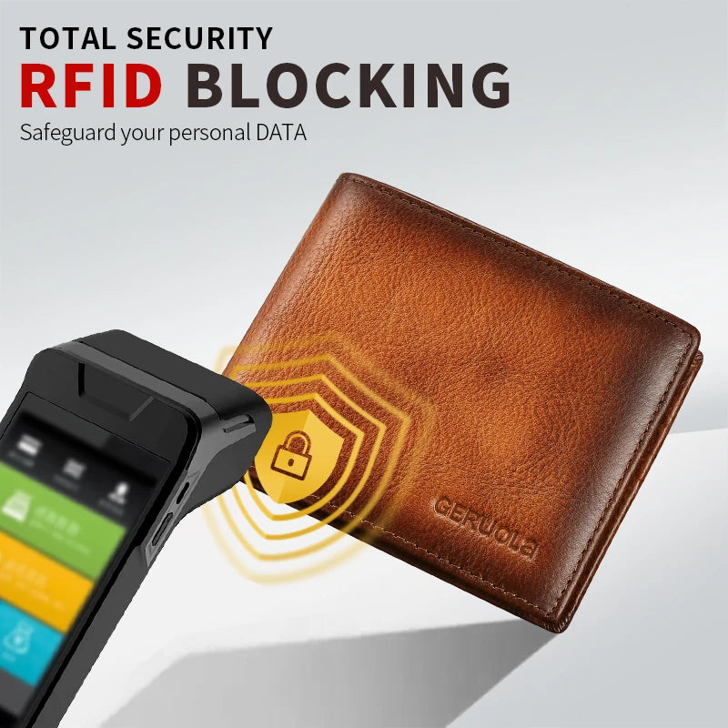 2025/2026 Bestseller! Short-style wallet crafted from genuine top-grain cowhide leather. Features RFID blocking technology.