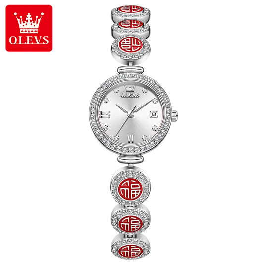 OLEVS 5630 Women's  Watch Luxury Brand Diamond Watch Date Waterproof Clock Quartz Watch Exclusive Blessing Bracelet