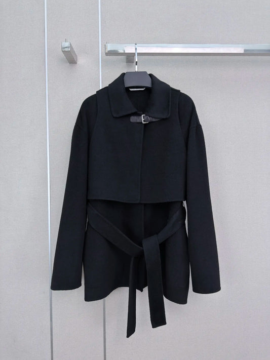 Women's Solid Color Wool Long Sleeved V-neck Button Top+Lapel Vest Set, Autumn and Winter Fashionable And Elegant 26713217
