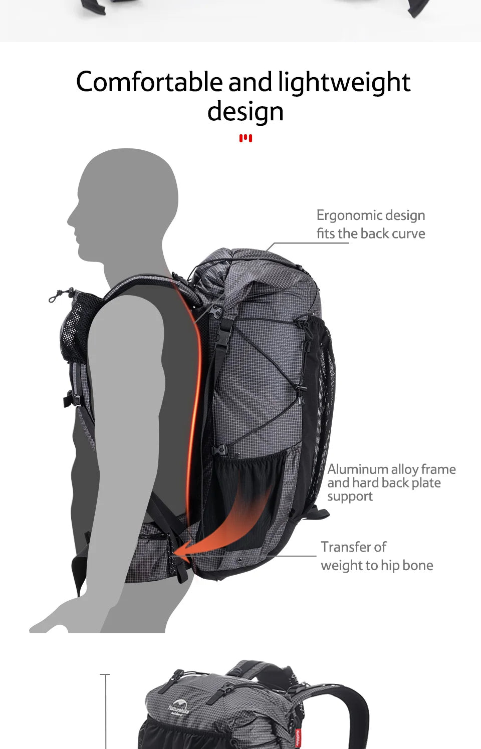 Naturehike Outdoor Mountain Backpack 60+5L Waterproof High Capacity Sports Climbing Hiking Travel Bag With Rain Cover