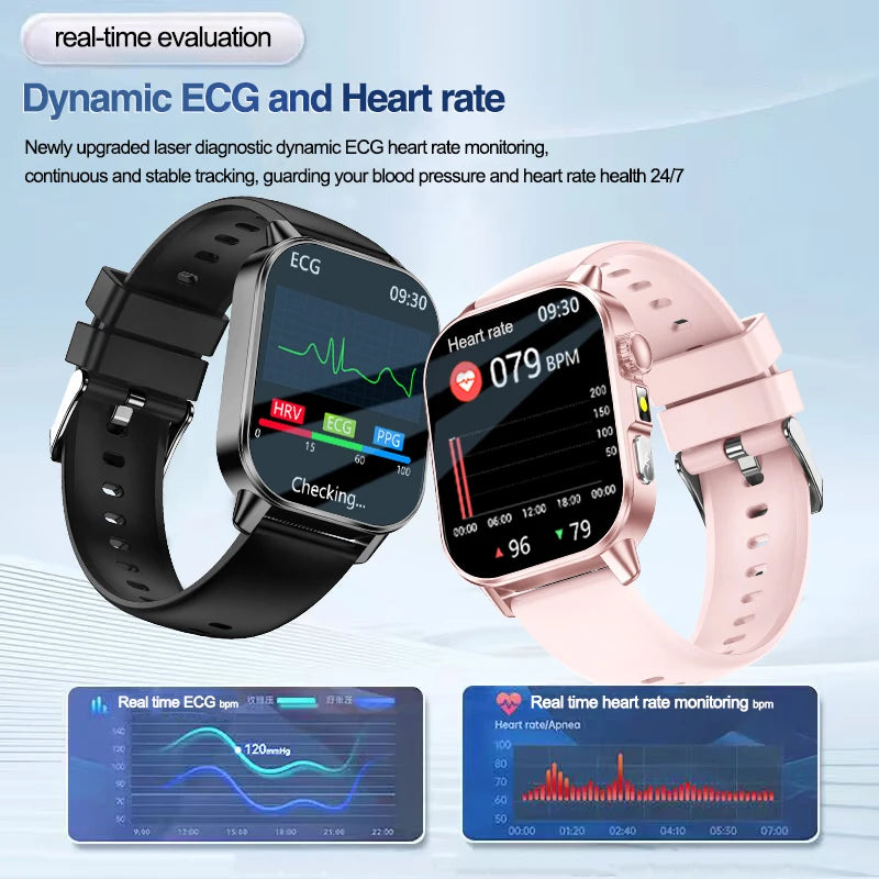 Accurate Health Diagnosis ECG Smart Watch Blood Pressure Blood Oxygen Blood Fat Uric Acid Temp Bluetooth.