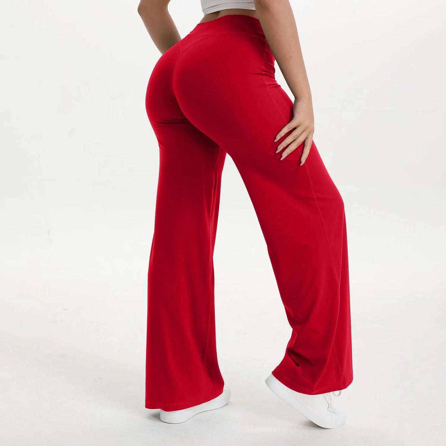 NCLAGEN SoftMotion Straight Leg Bottoms Women's Mid-Waist Yoga Pants GYM Leggings Naked Feel Pilates Running Sports Trousers