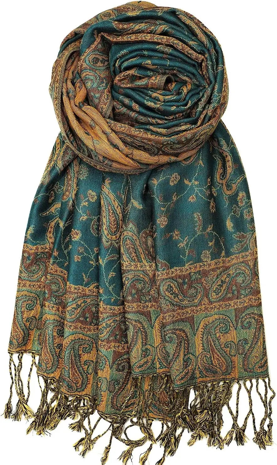 Reversible Paisley Pashmina Rave Scarf – Exotic Indian Shawls and Wraps for Evening Dresses, Festivals, All Seasons