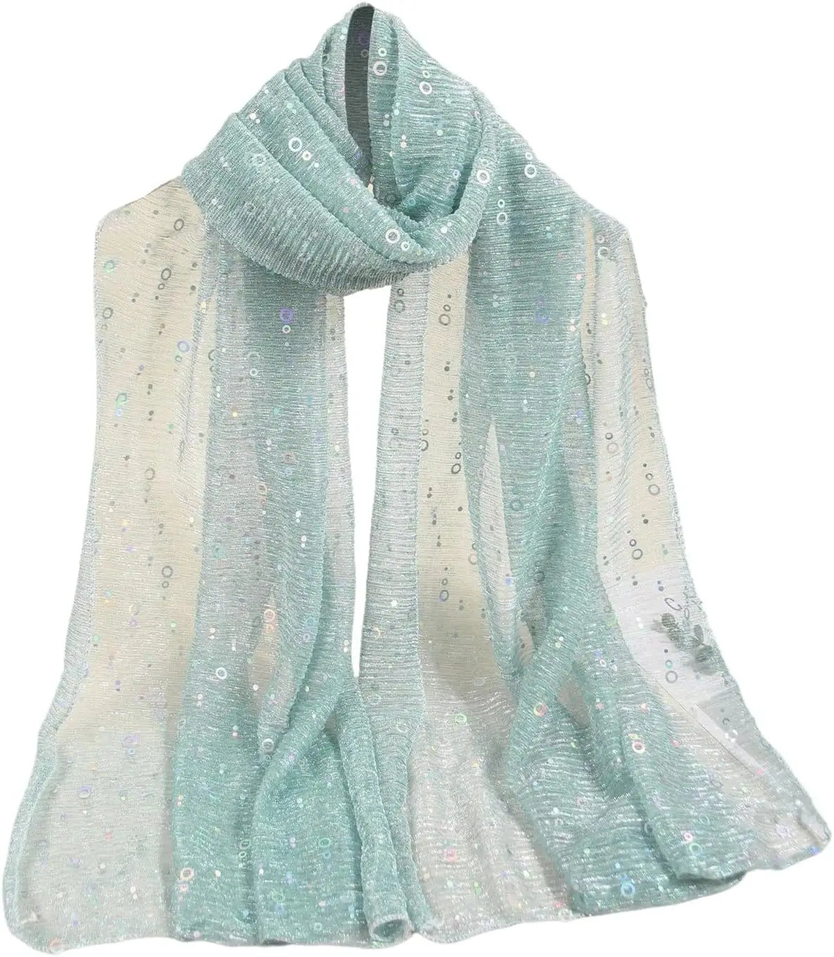 Women's Sequin Bandana Square Scarf Silk Scarves Mesh Shawl and Wrap for Evening Dresses