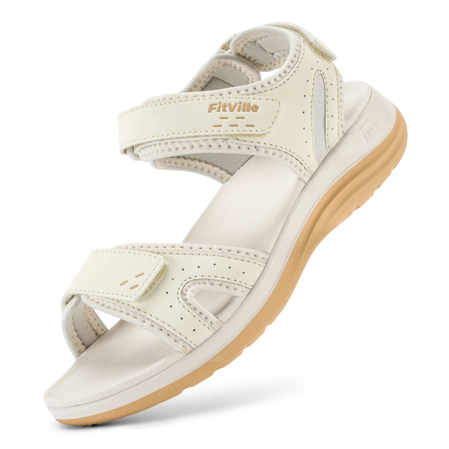 FitVille Women's Sandals Adjustable Ankle Strap for Swollen and Flat Feet Wide Arch Support Open Toe Orthopedic Sandals