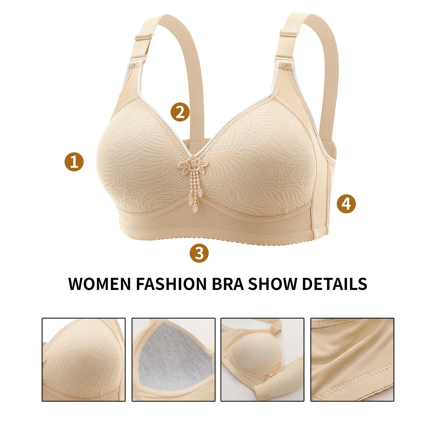 6pcs Seamless Tassel Decor Wireless Women Bra Push-Up - Adjustable Strap, Soft Colors Black/Pink/Beige/Light Blue/Mint Green