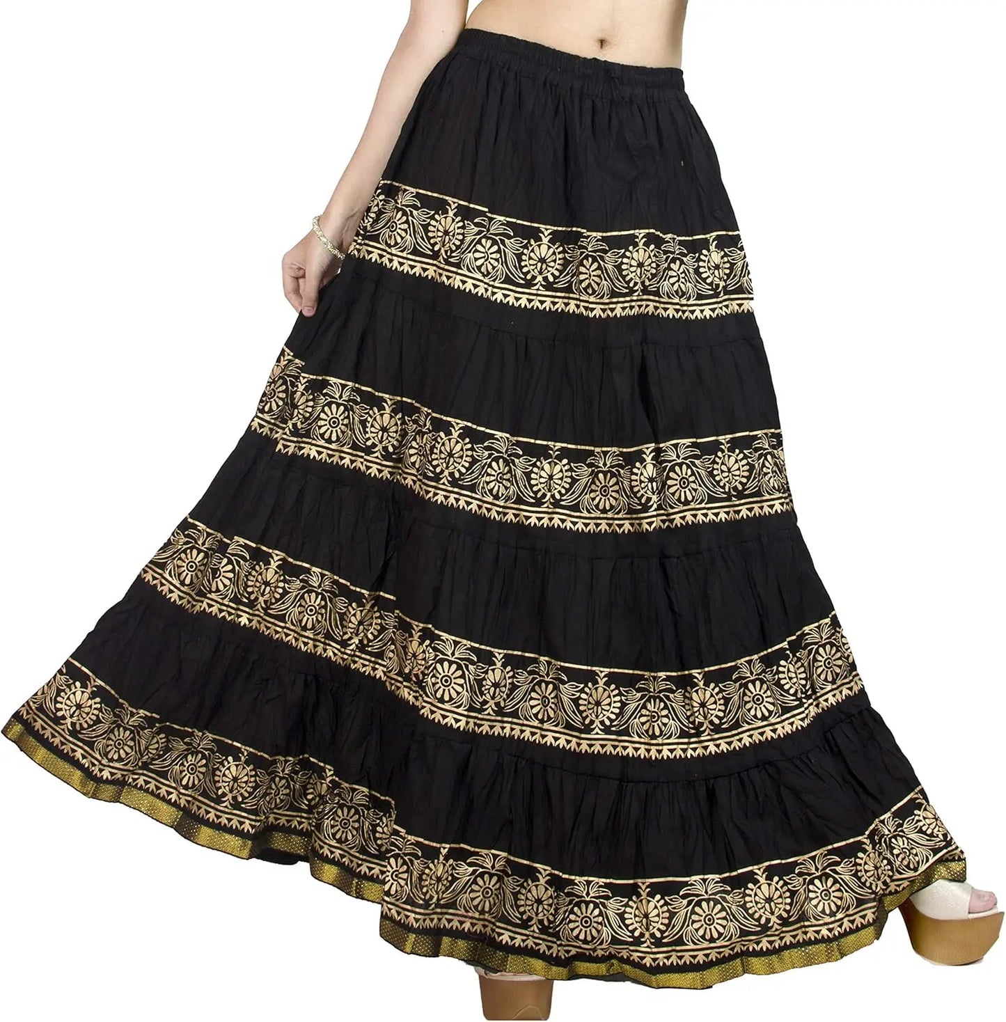 Flowy Long Skirt for Women A Line Casual Beach Party Holiday Maxi Skirts (S113-P)
