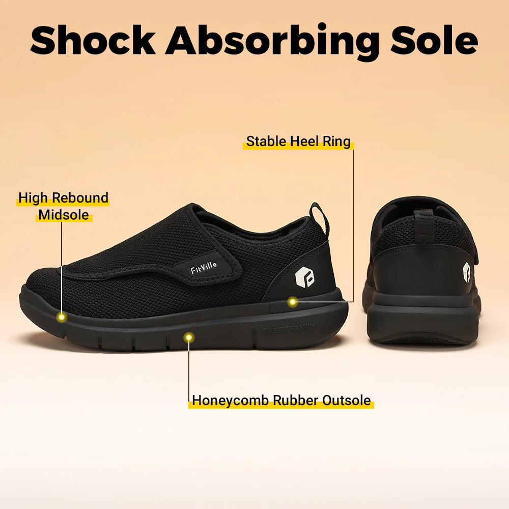 Fittington Diabetic Shoes For Men Extra Wide Slip-on Loafers Swollen Feet Adjustable Walking Shoes For Elderly Foot Pain Relief