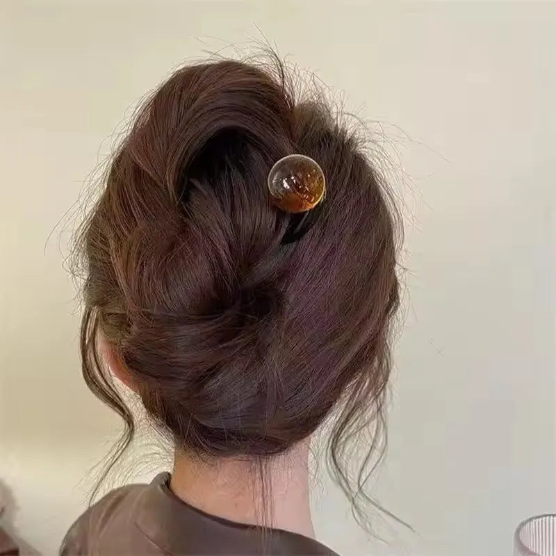 Fashion Colored Pearl U-Shaped Hair Sticks/ Hairpin Hair Fork Bun Acrylic Hair Clip