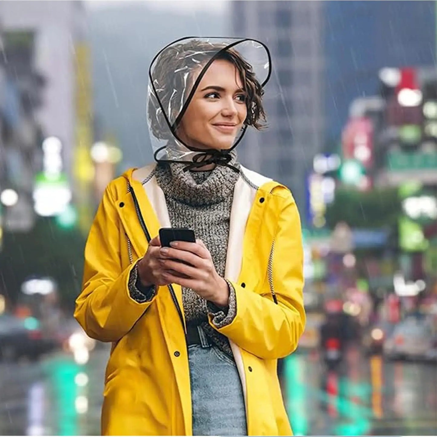 Clear Reusable Waterproof Rain Hat with Wide Brim for Women Lady Outdoor Travel Hiking Gardening Shopping Beach Wind Protection