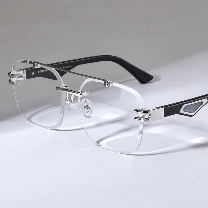 HEPIDEM Buffalo Horn Glasses Men 2025 New Luxury Brand Design Rimless Frameless Big Oversize Square Buffs Eyeglasses Frame Women