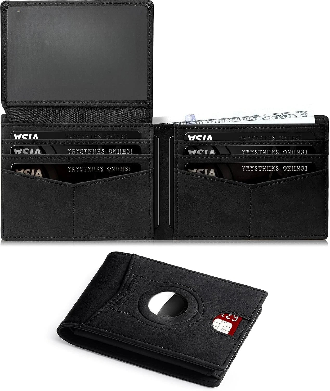 Minimalist Small Compact Front Pocket Credit Card Holder, Thin, Men's Leather Wallet, Smart Security With 2 ID Windows, 1 Cash
