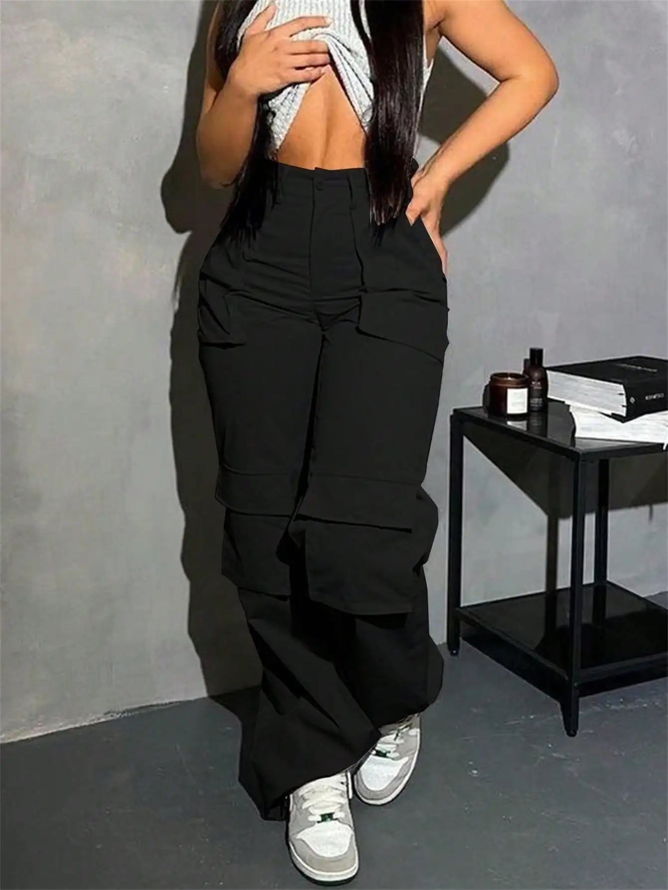 2025 Y2K Cargo Pants Women High Waisted Baggy Wide Leg Joggers Casual Streetwear Pants with Pockets Hip Hop Fashion