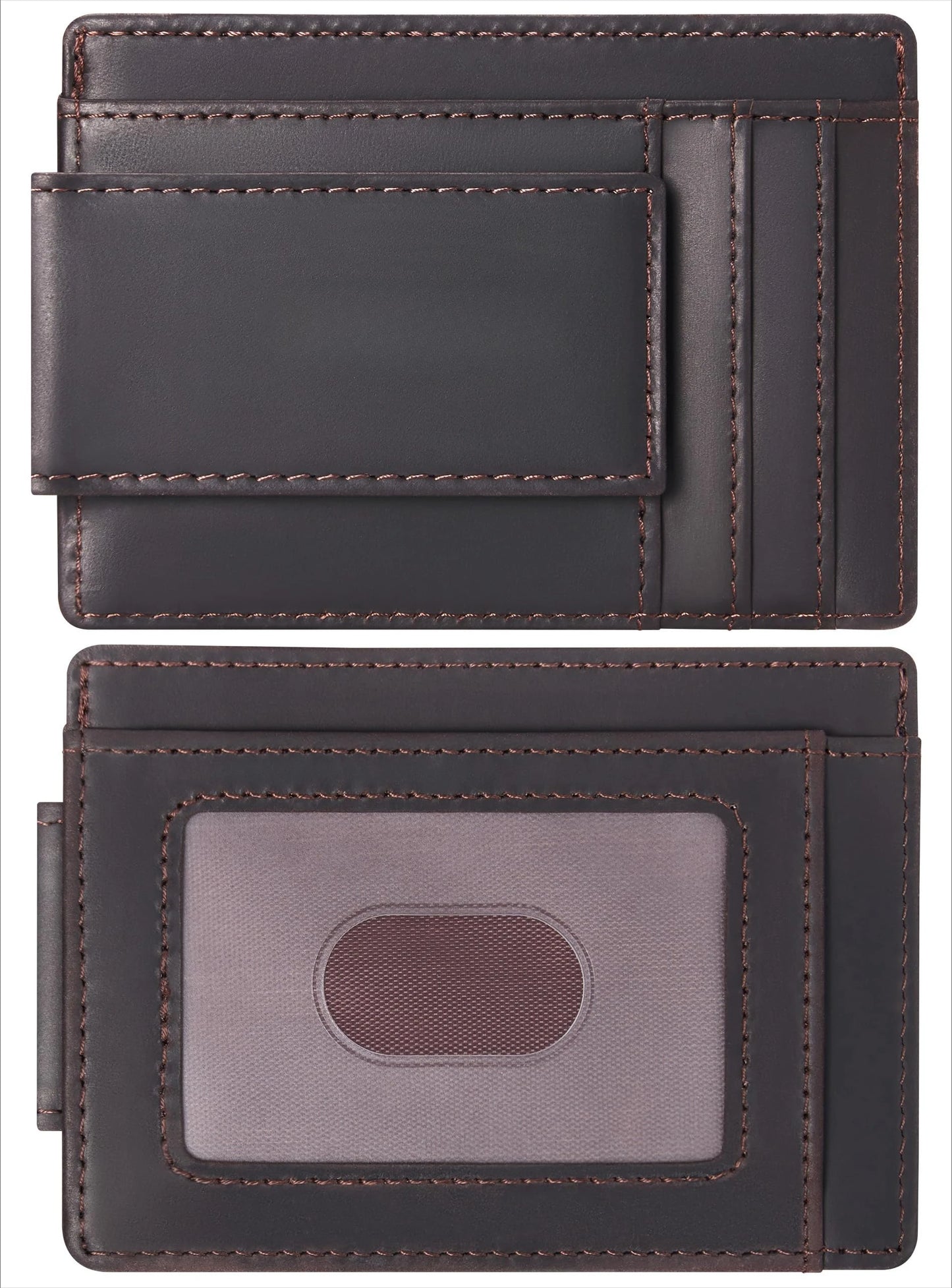 Slim Wallet for Men RFID Blocking Money Clip, Minimalist Front Pocket Credit Card Holder, Magnetic Thin Wallet with ID Window