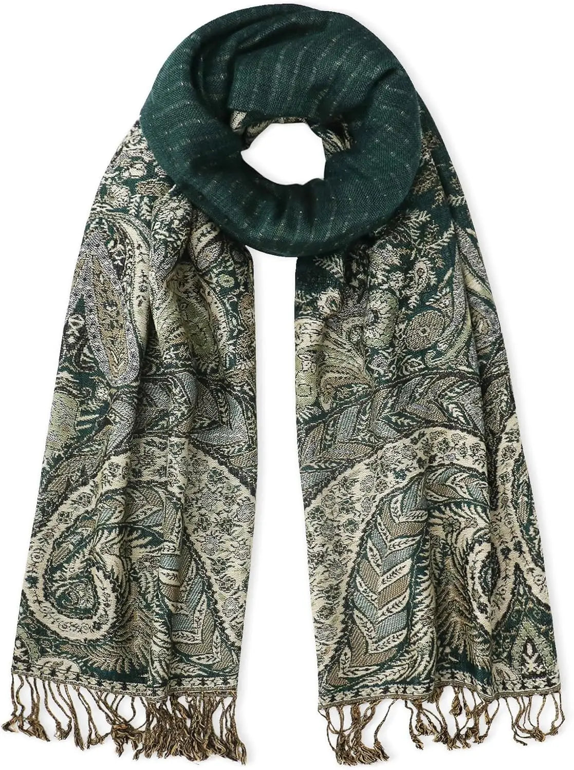 Silky Paisley Pashmina Shawl Scarf-Women's Soft Double-side Jacquard Pashminas Wrap for Evening Dress Travel Shawl