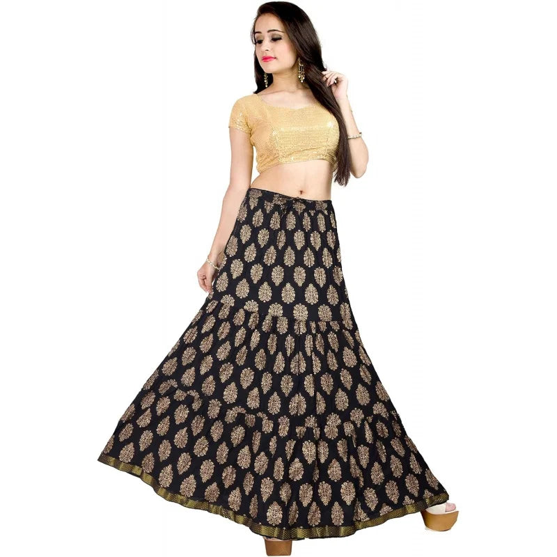 Flowy Long Skirt for Women A Line Casual Beach Party Holiday Maxi Skirts (S113-P)