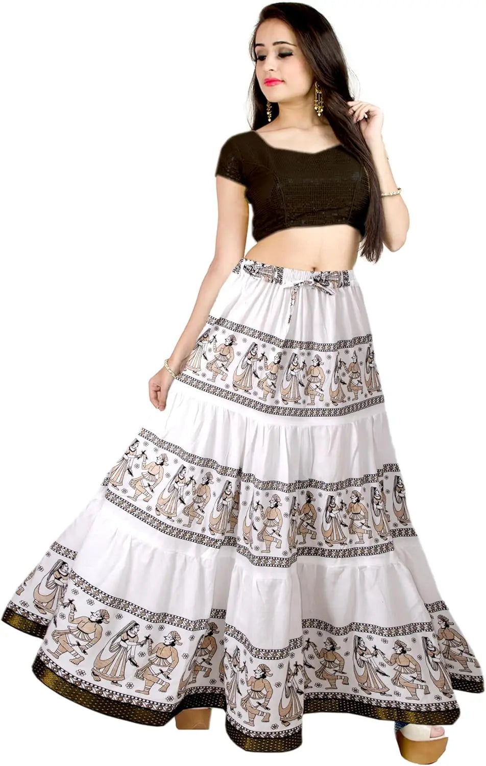 Flowy Long Skirt for Women A Line Casual Beach Party Holiday Maxi Skirts (S113-P)