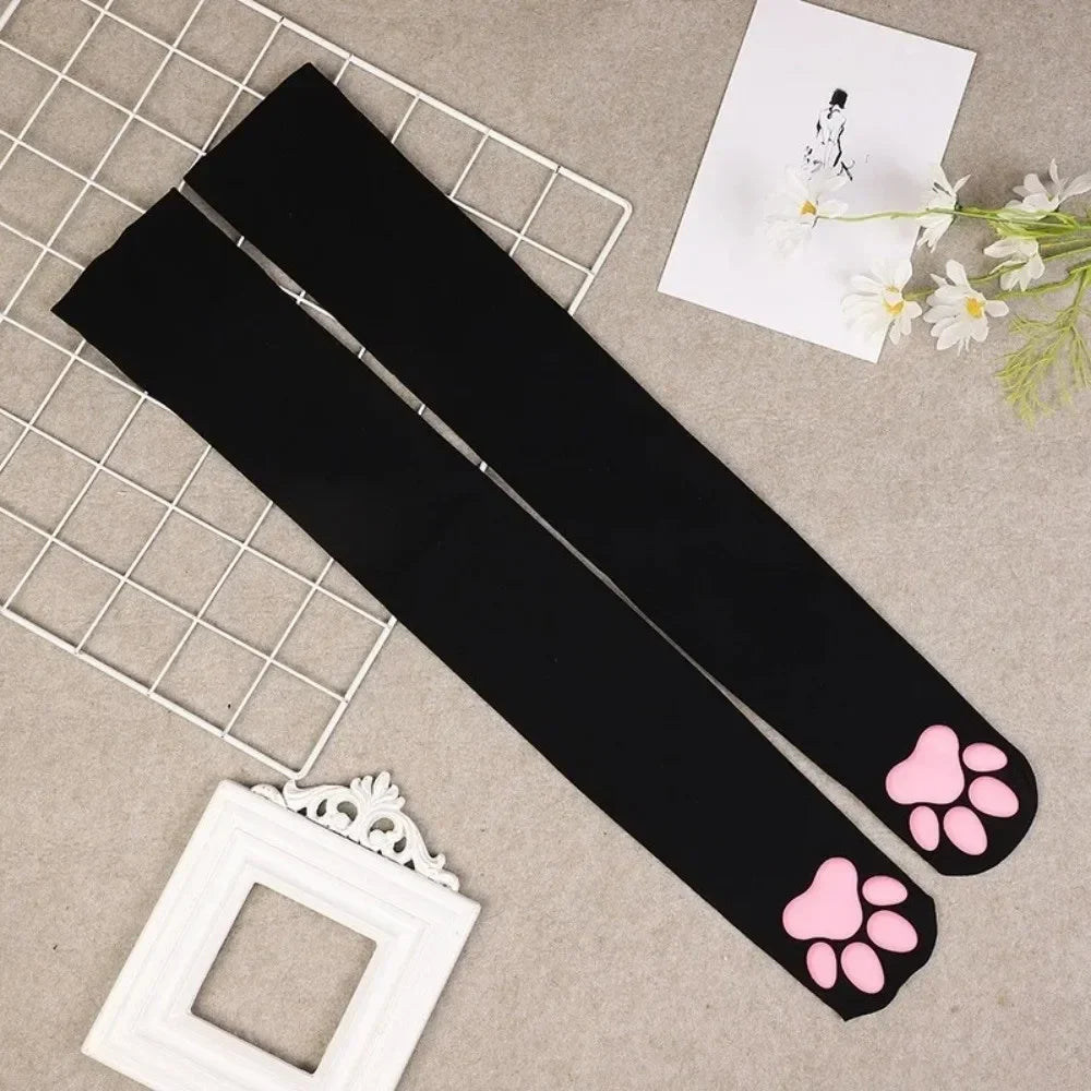 Womens Thigh High Stockings Cat Paw Pad Ladies Girls pink Long Over 3D Above Knee Socks Cosplay Lace Lolita Harajuku Y2k female