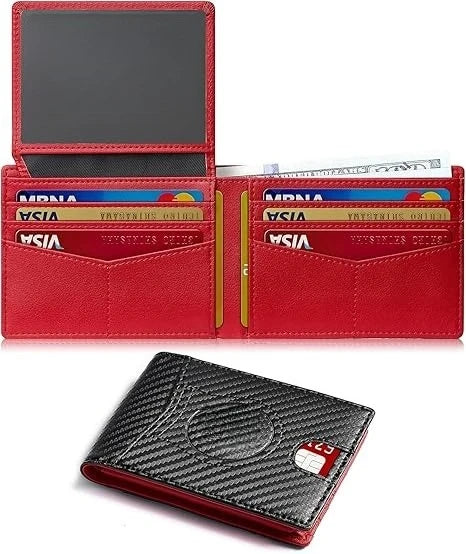 Minimalist Small Compact Front Pocket Credit Card Holder, Thin, Men's Leather Wallet, Smart Security With 2 ID Windows, 1 Cash