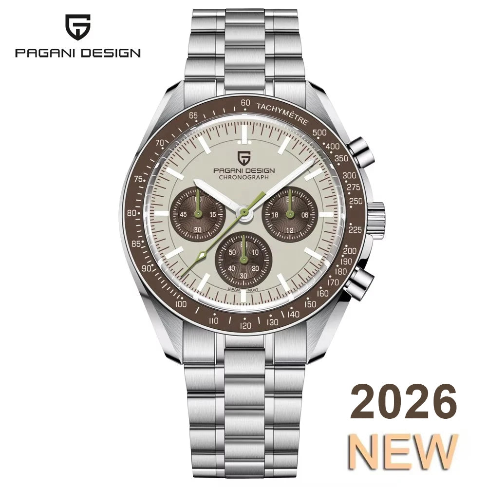 2026 New PAGANI DESIGN Moon V6 Men's Watches Luxury Quartz Watch For Man Chronograph VK63 AR Sapphire Mirror Luminous