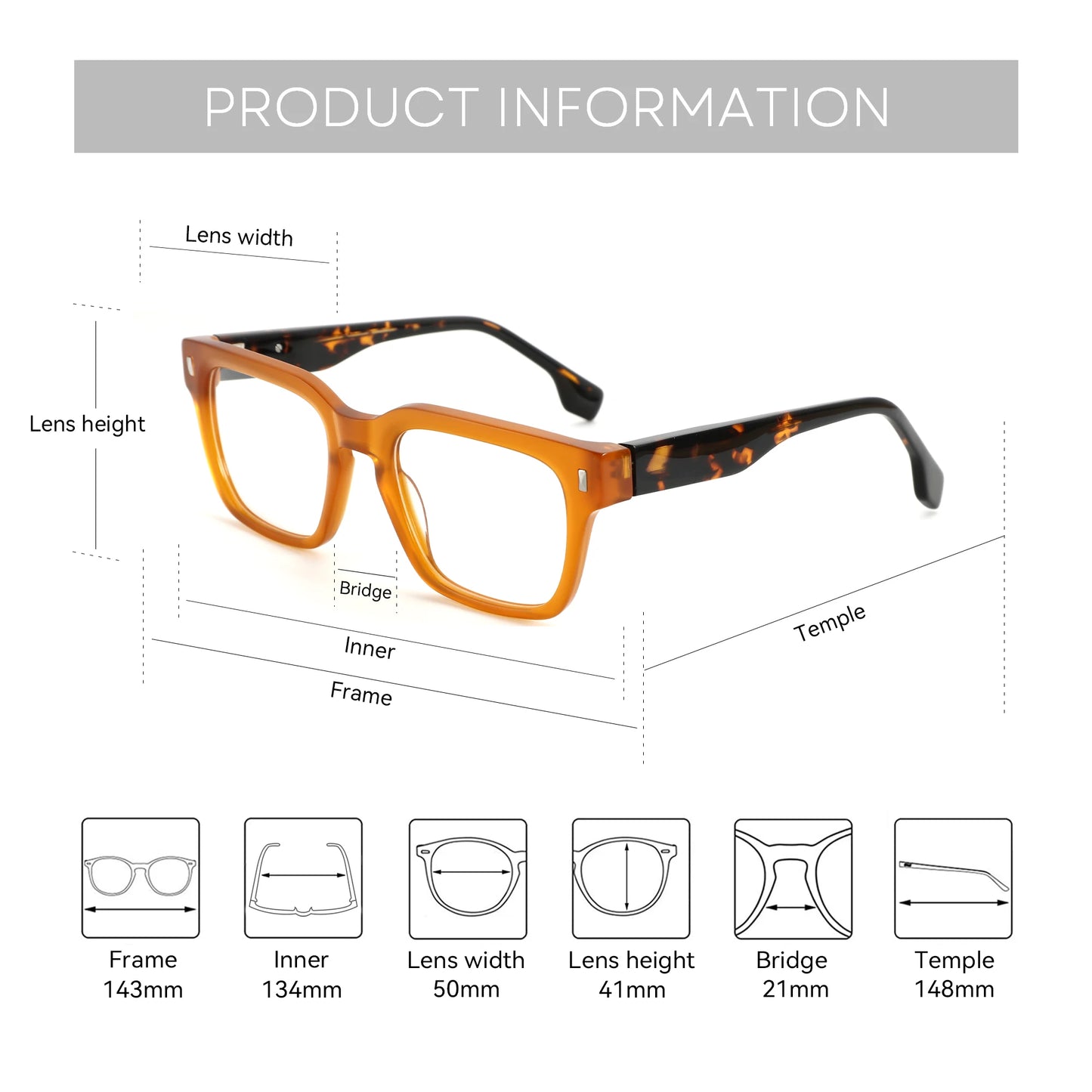 ZENOTTIC Men Square Handmade Optical Frames Stylish High Quality Daily Eyewear
