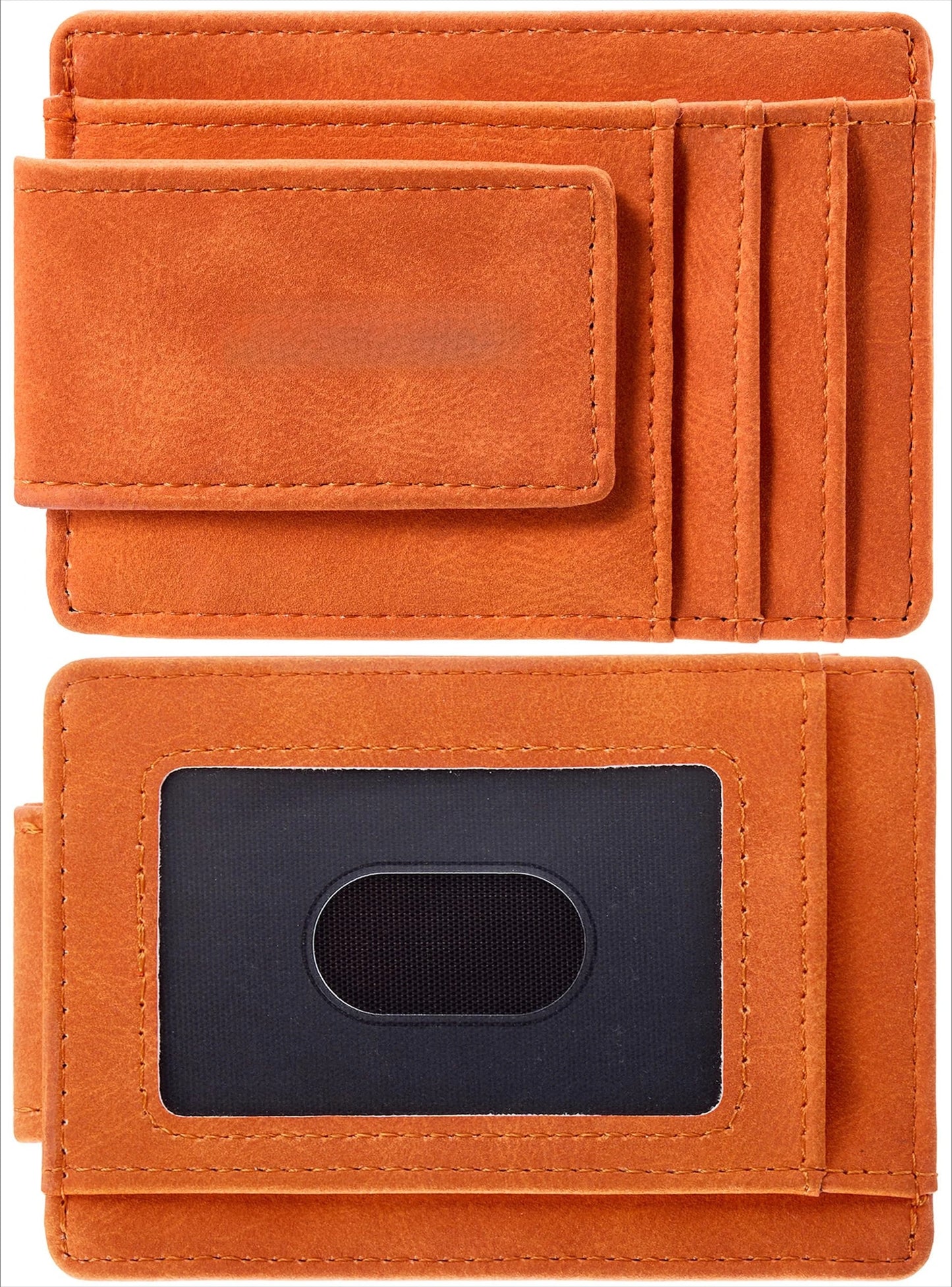 Slim Wallet for Men RFID Blocking Money Clip, Minimalist Front Pocket Credit Card Holder, Magnetic Thin Wallet with ID Window