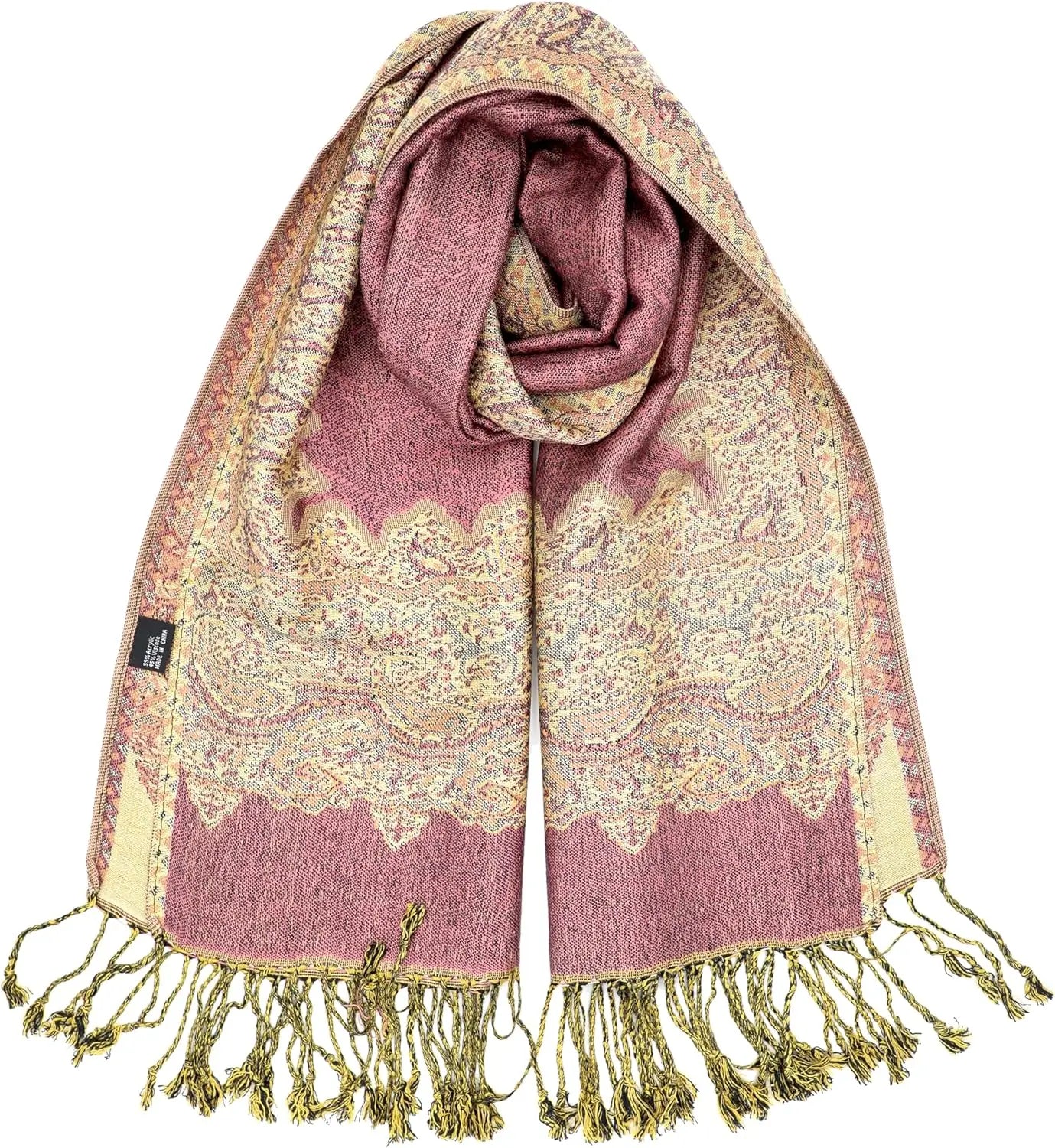 Reversible Paisley Pashmina Rave Scarf – Exotic Indian Shawls and Wraps for Evening Dresses, Festivals, All Seasons
