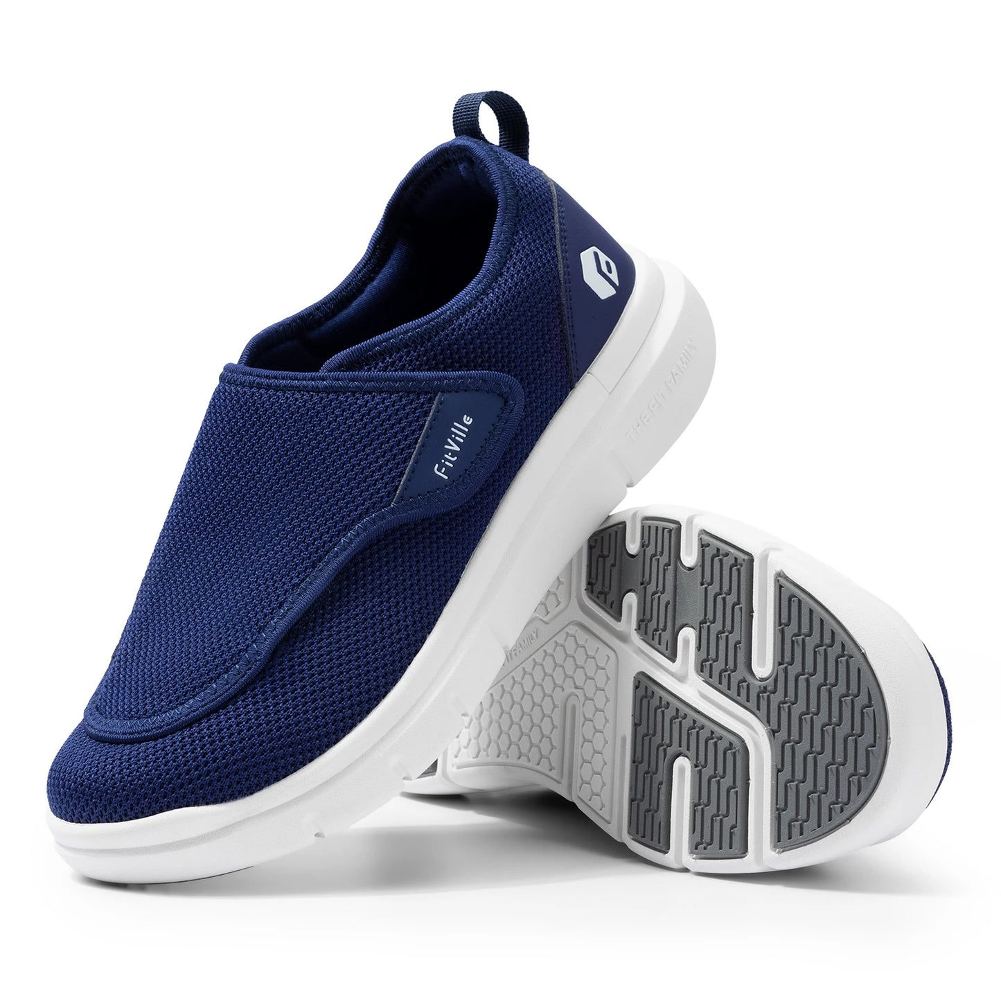 Fittington Diabetic Shoes For Men Extra Wide Slip-on Loafers Swollen Feet Adjustable Walking Shoes For Elderly Foot Pain Relief