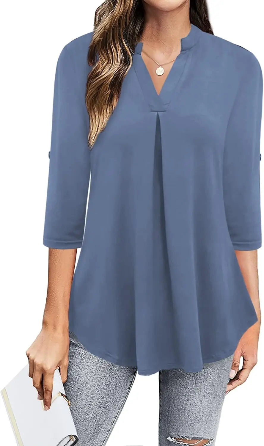 Women's Top Dressy Casual 3/4 Sleeve V Neck Chiffon Shirt Work Blouses