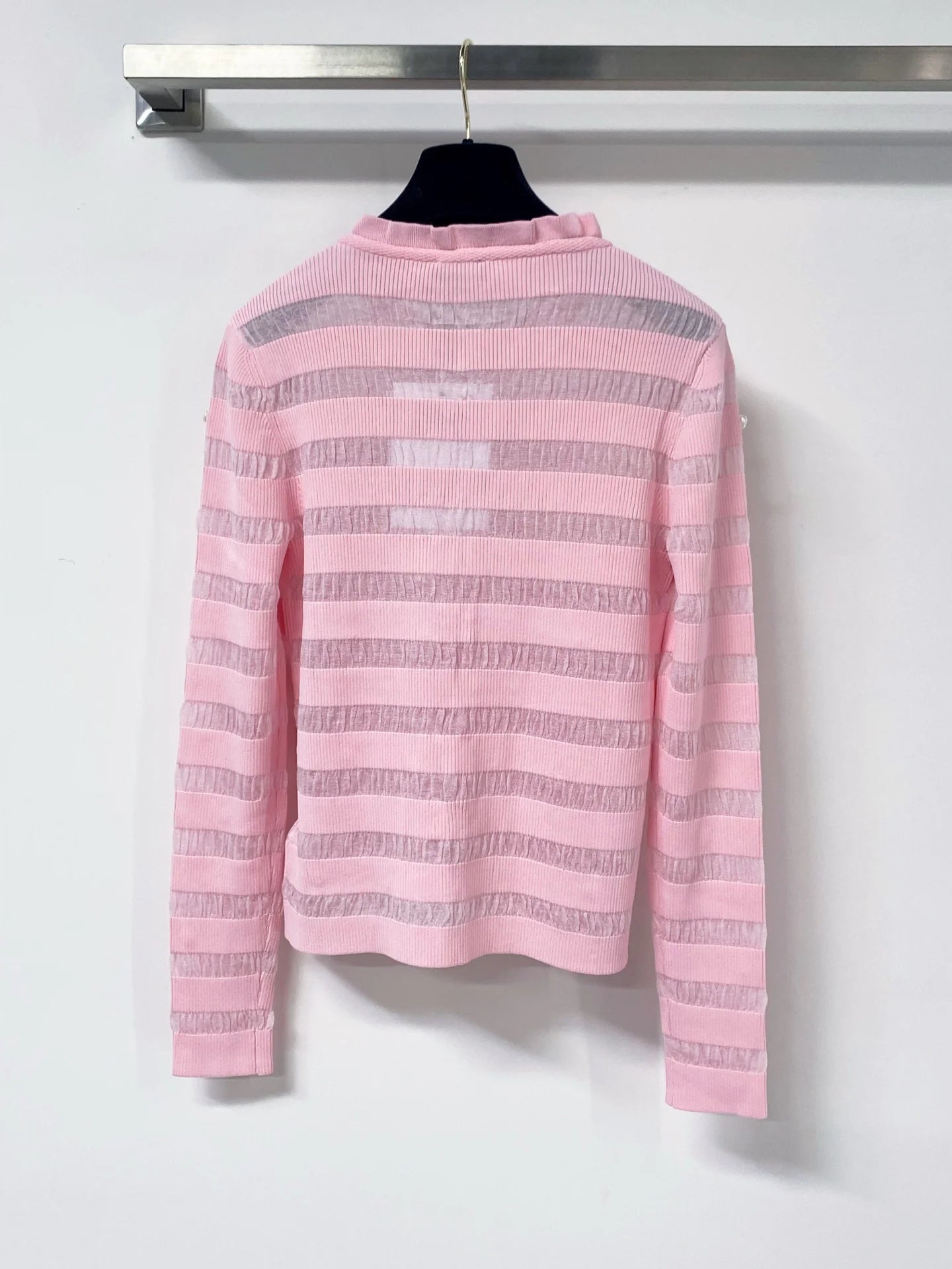 Women's Knitted Upper Sleeve Round Neck Button Top Spring and Autumn Fashion Casual Elegant Style 2671401