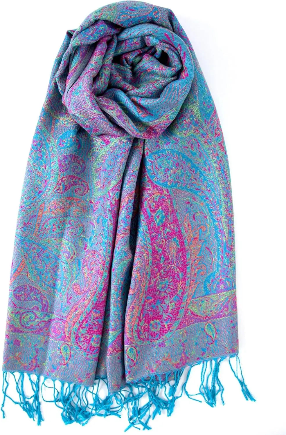 Reversible Paisley Pashmina Rave Scarf – Exotic Indian Shawls and Wraps for Evening Dresses, Festivals, All Seasons