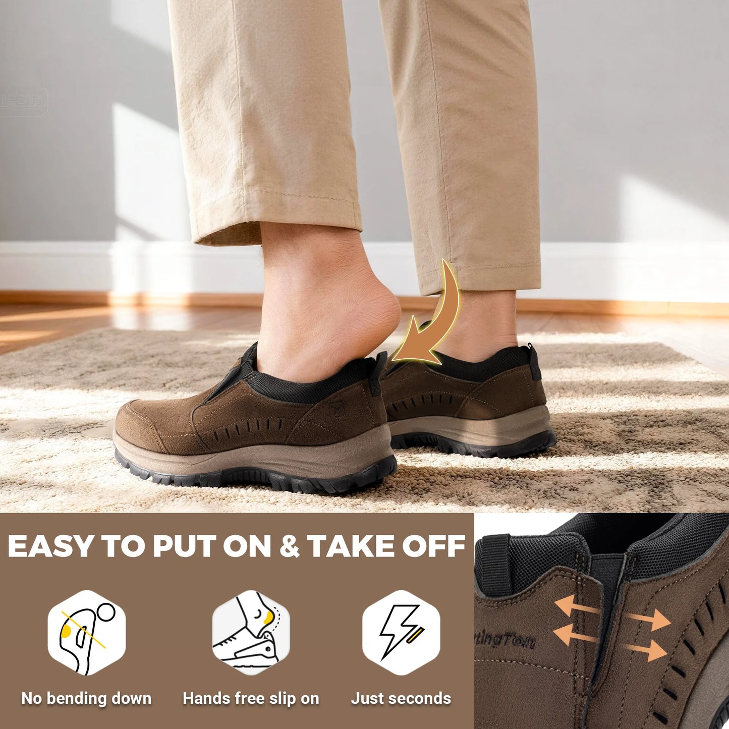 Men's Slip-On Shoes Loafers For Business Casual Wear Lightweight Comfortable With Arch Support Insoles For All-Day Comfort