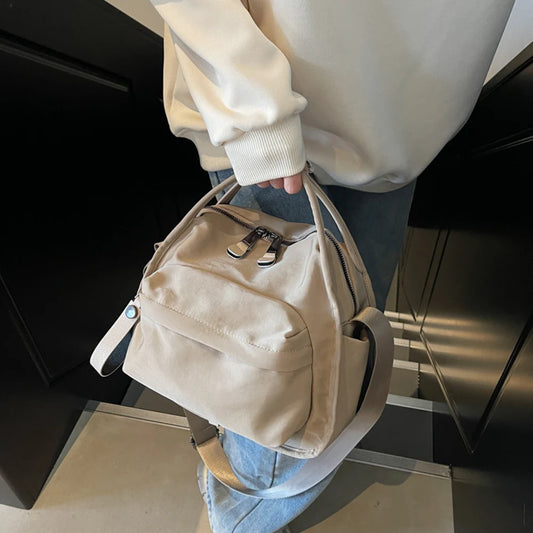 Women Casual Crossbody Bag Large Capacity Oxford Cloth Handbag Solid Color Versatile Shoulder Bag Travel Shopping Work Date Bag
