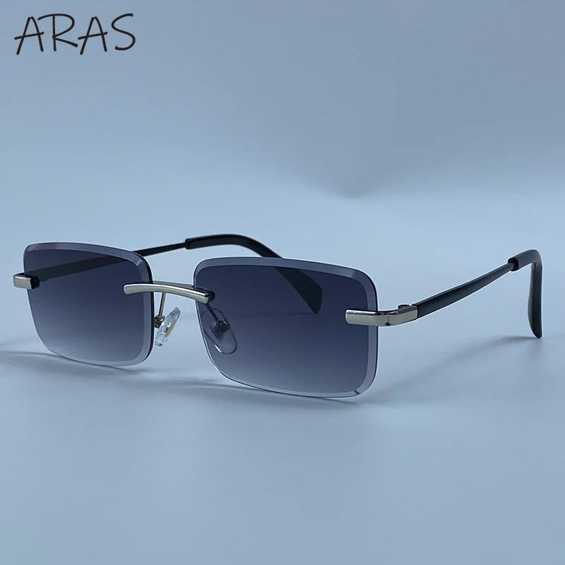 Rimless Rectangle Sunglasses Women 2026 Luxury Designer Fashion Retro Metal Sun Glasses Trendy Y2K Shades Small Frame Eyewear