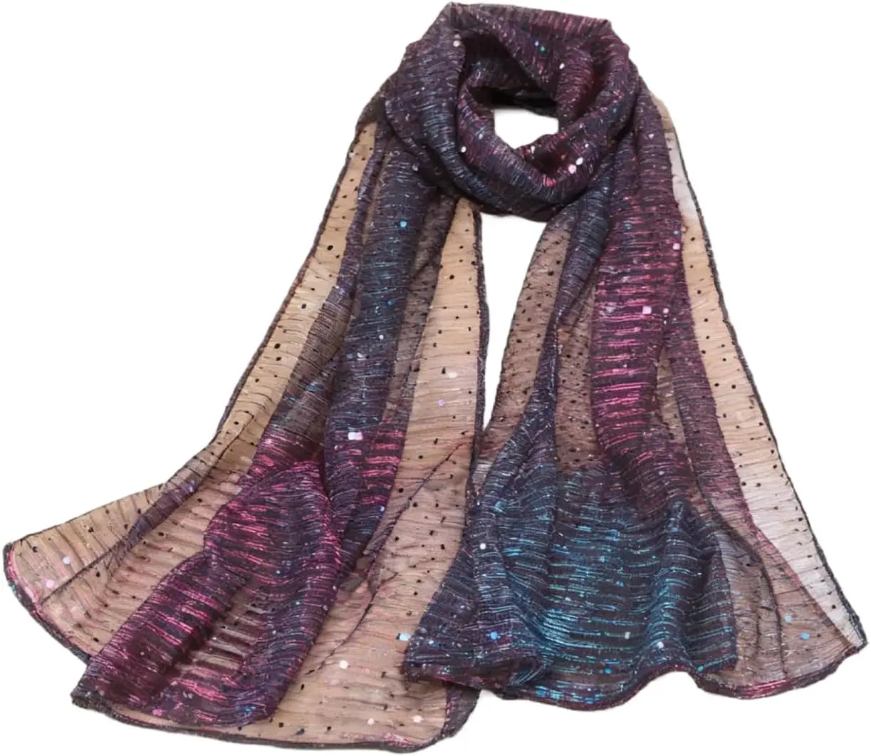 Women's Sequin Bandana Square Scarf Silk Scarves Mesh Shawl and Wrap for Evening Dresses