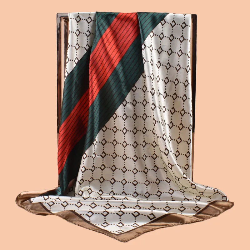 1PC Women's Summer Beach Accessory Fashion Satin Square Scarf 90*90inch Multi-use Headscarf Party Use Versatile Hair Towel