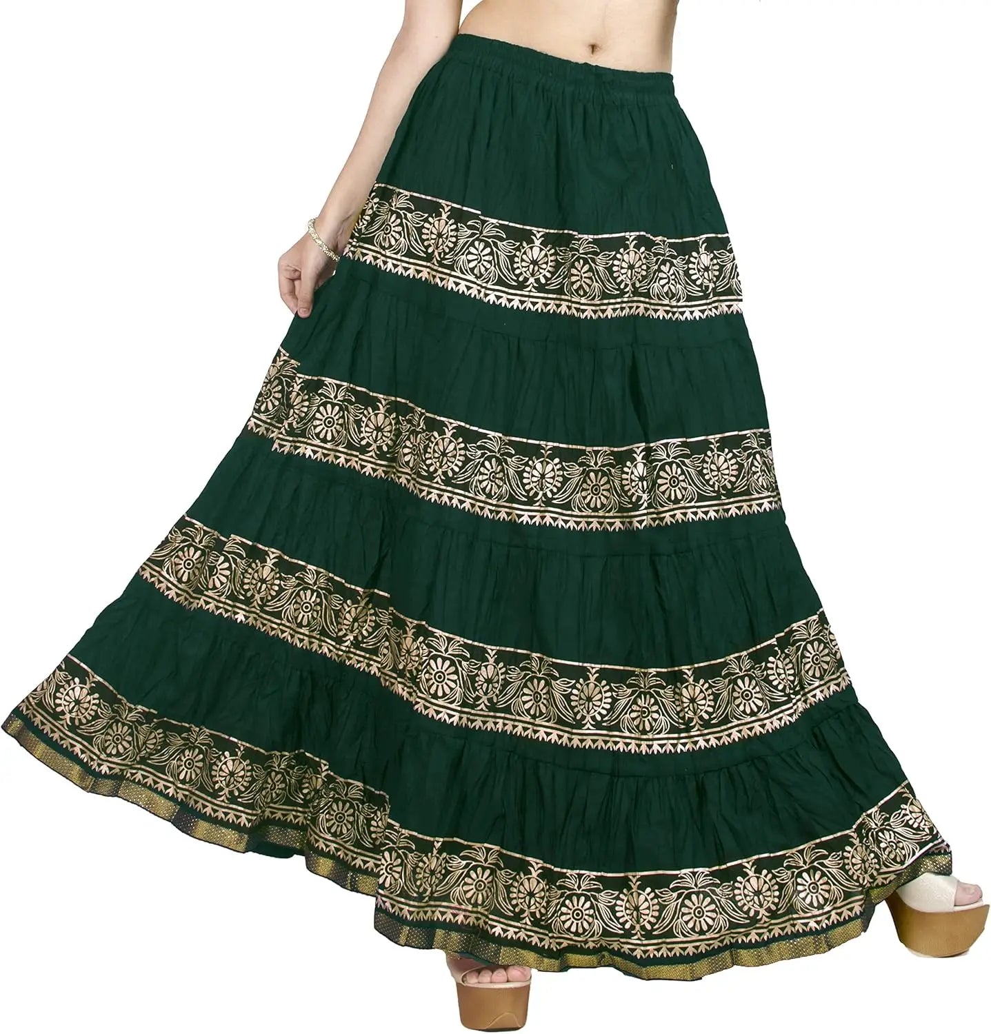 Flowy Long Skirt for Women A Line Casual Beach Party Holiday Maxi Skirts (S113-P)