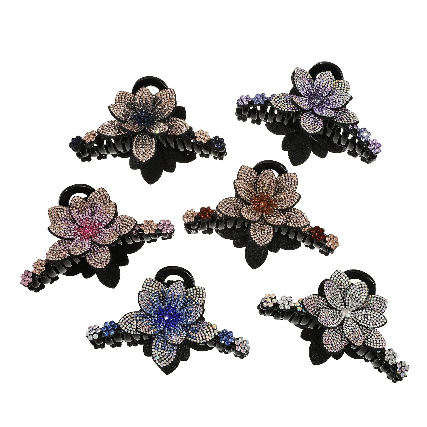 AWAYTR New Flower Hair Claws Clips Hairpins For Girls Women Fashion Rhinestone Hairgrip Barrettes