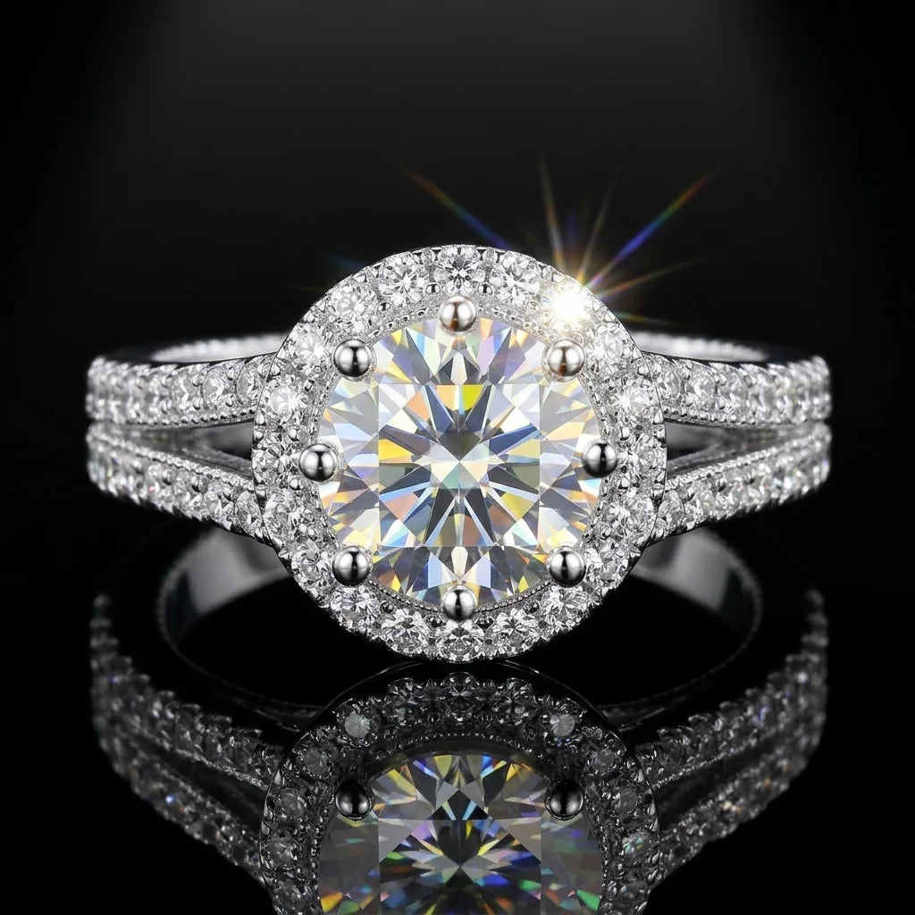 【Local Shipping】2cttw D Color Moissanite Diamond Ring For Women 18k Gold Plated Engagement Eternity Band Wedding Rings