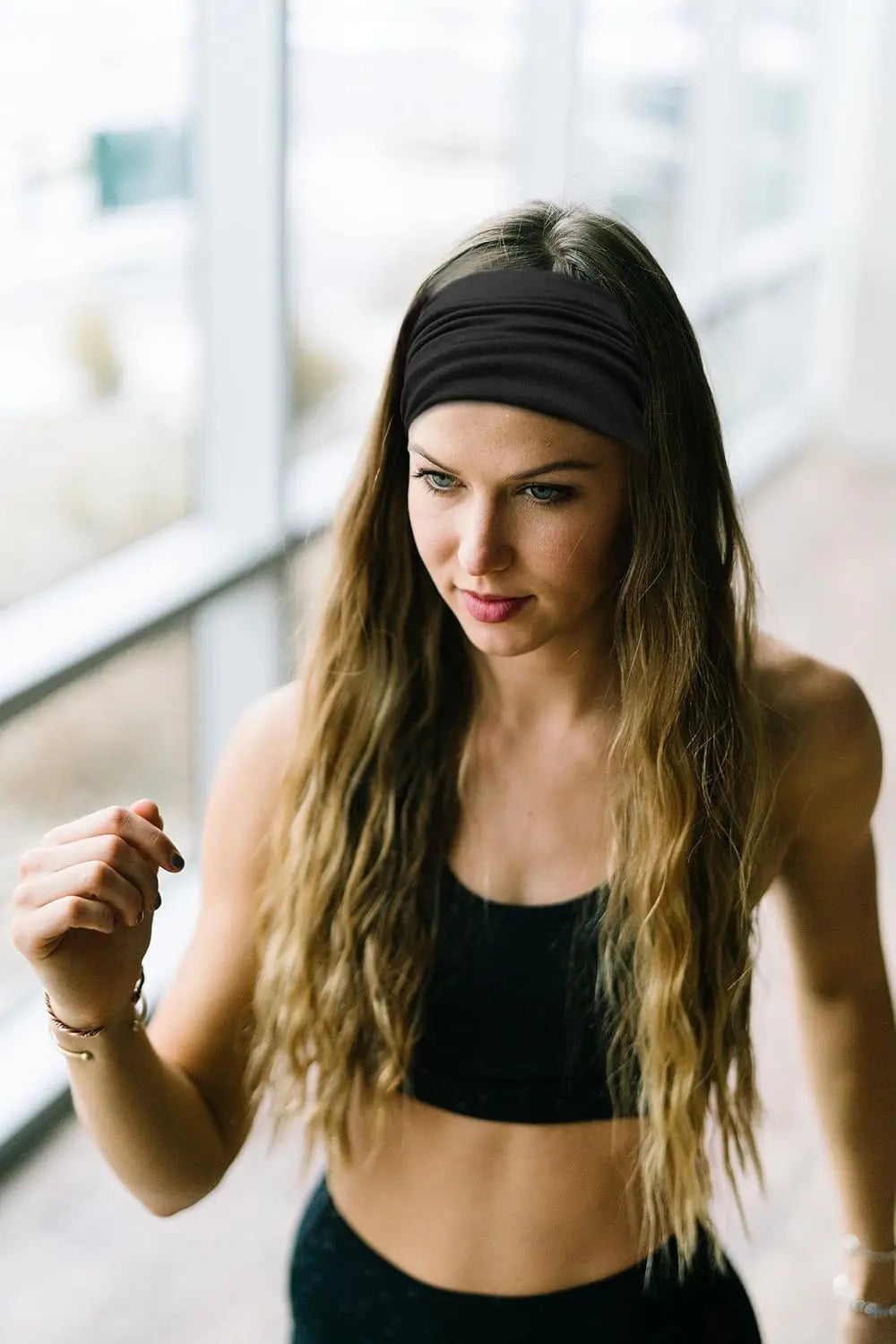 Wide Headband Women's Fashionable Bohemian Thick Hairband/ Large African Sports Yoga Turban Headwrap Hair Accessory (DARK GRAY)