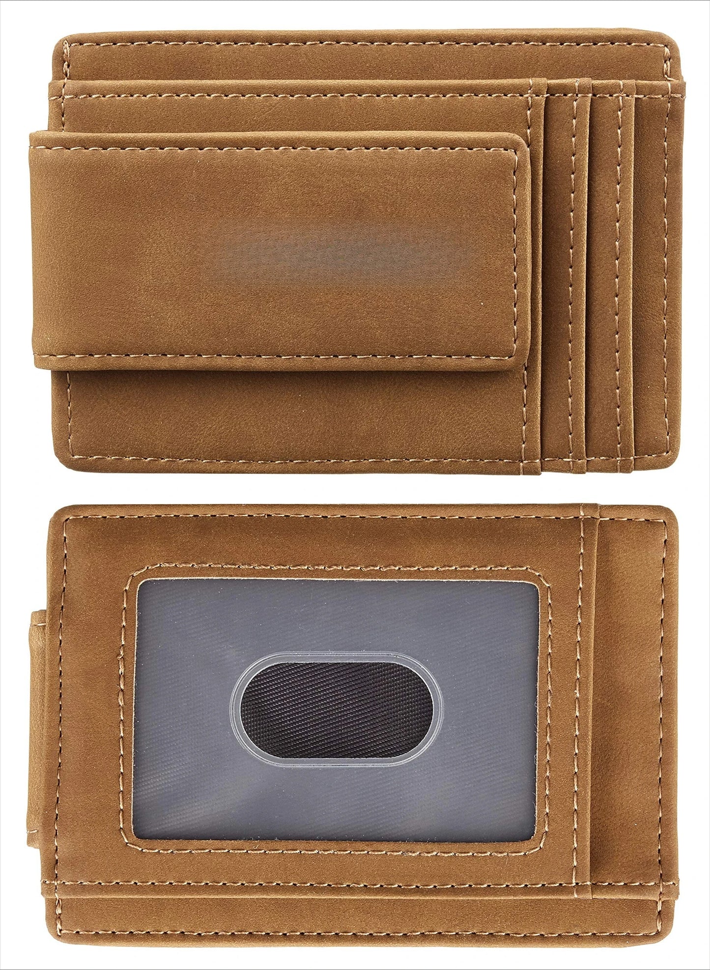 Slim Wallet for Men RFID Blocking Money Clip, Minimalist Front Pocket Credit Card Holder, Magnetic Thin Wallet with ID Window