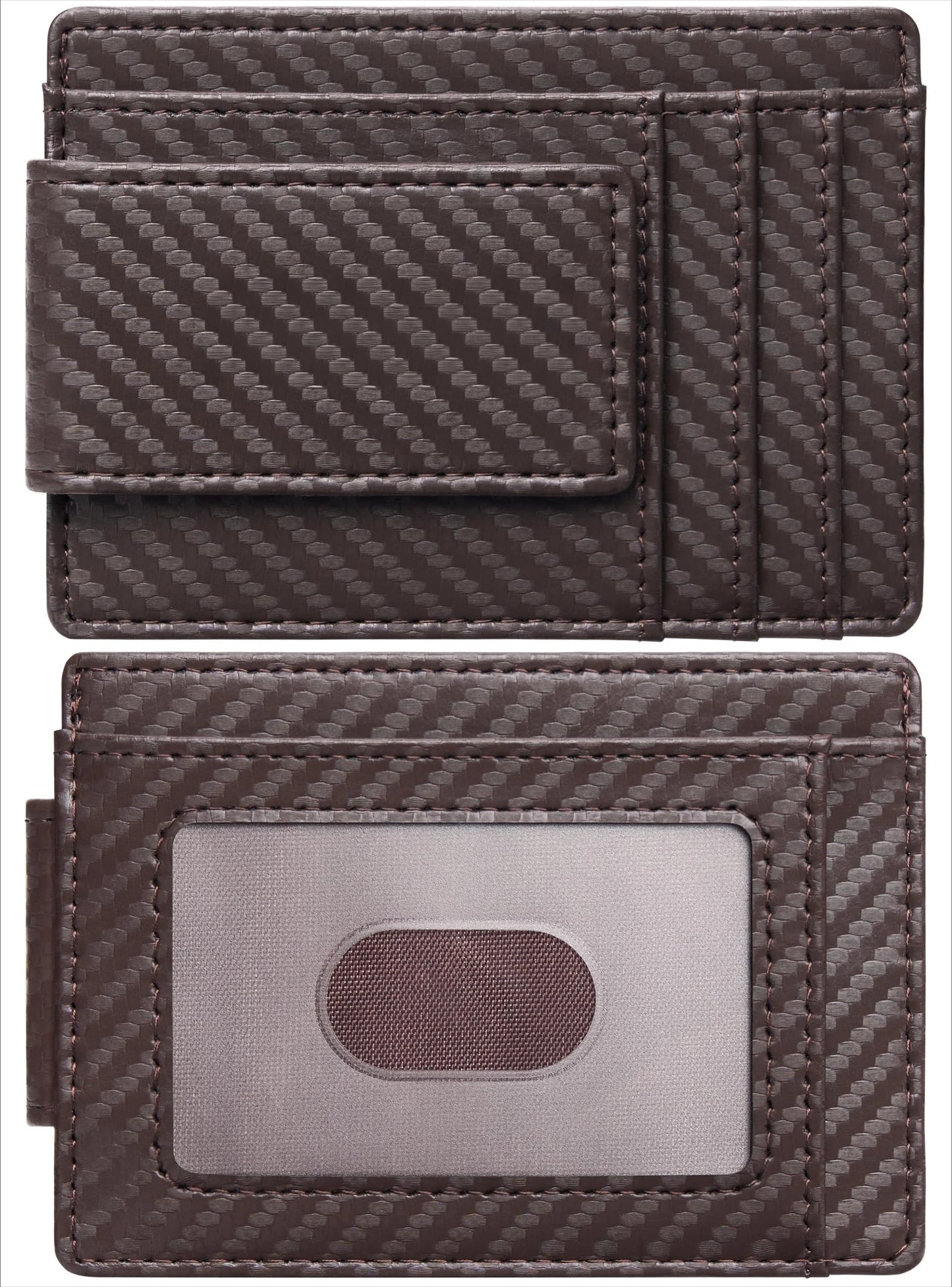 Slim Wallet for Men RFID Blocking Money Clip, Minimalist Front Pocket Credit Card Holder, Magnetic Thin Wallet with ID Window