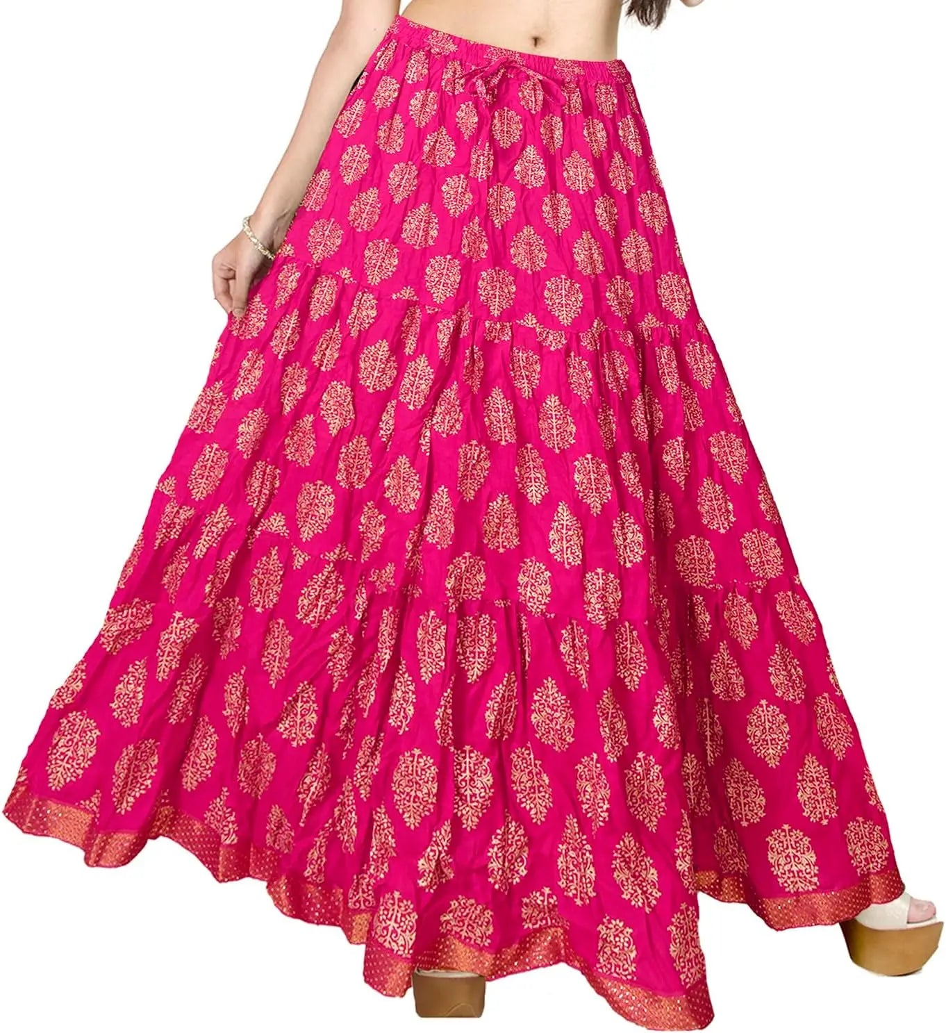 Flowy Long Skirt for Women A Line Casual Beach Party Holiday Maxi Skirts (S113-P)